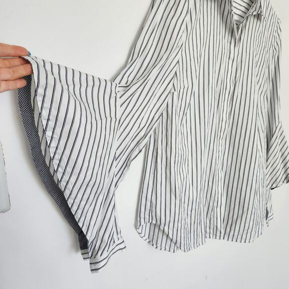 Kobi Halperin Striped‎ Button Down Blouse Bell Sleeves XS Office Casual Career - Picture 5 of 8